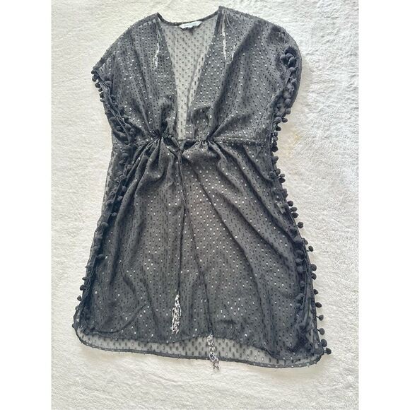 blue island black sheer beach coverup xs with beaded draw string  Sparkle and sh - Picture 1 of 4
